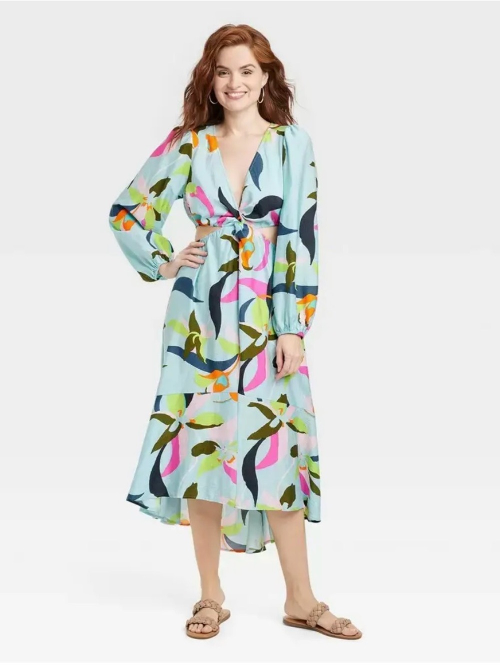 A New Day Women's Long Sleeve Twist Maxi Cut Out Dress